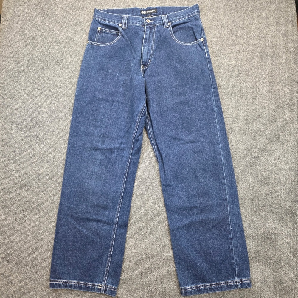 VTG Elephant Jeans Mens 34x31 Blue Denim Carpenter Wide Leg Baggy Hip Hop Skater